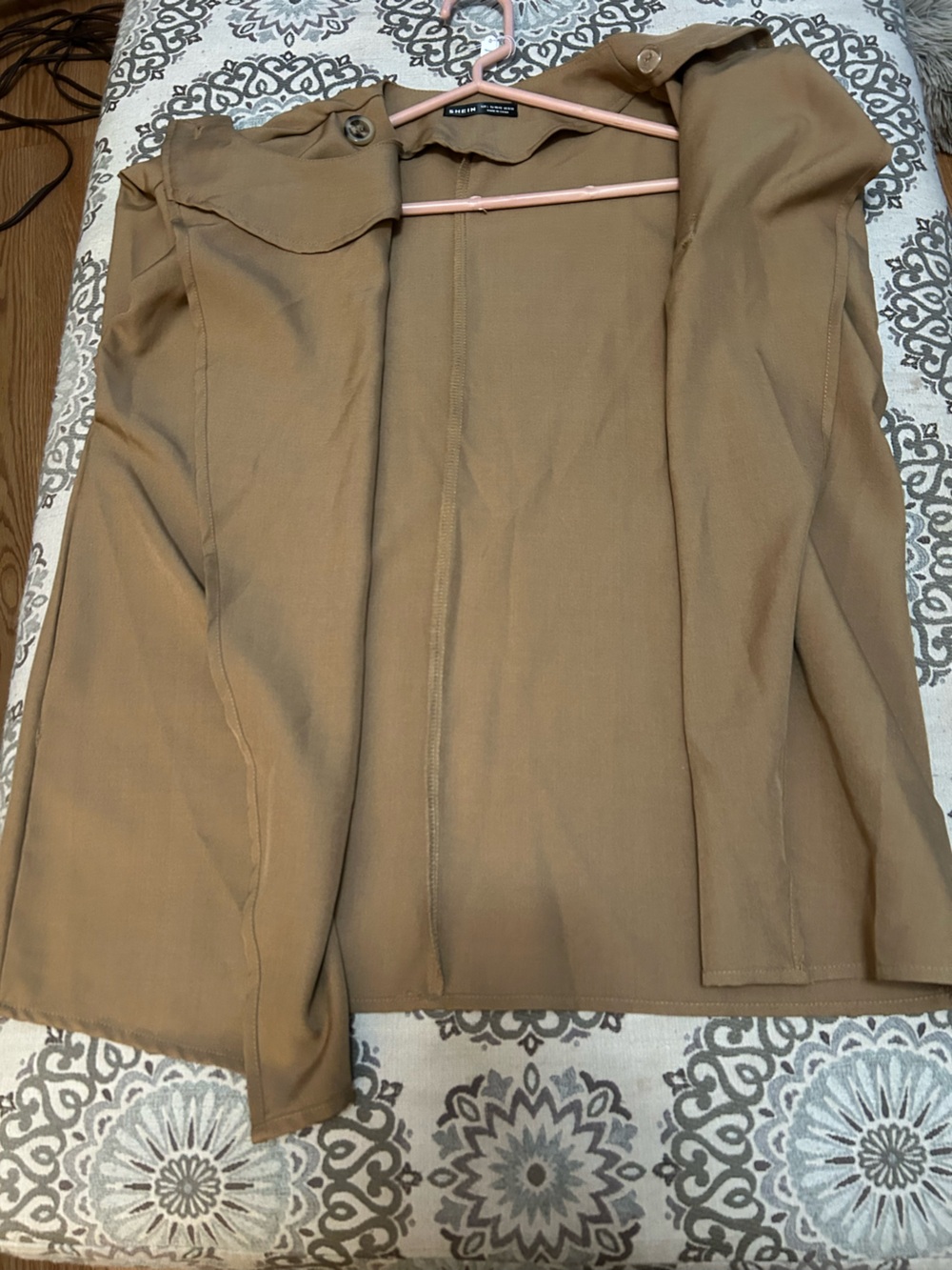 SHEIN Women's Padded shoulder Sleeveless Tunic in Khaki Brown - Picture 3 of 4